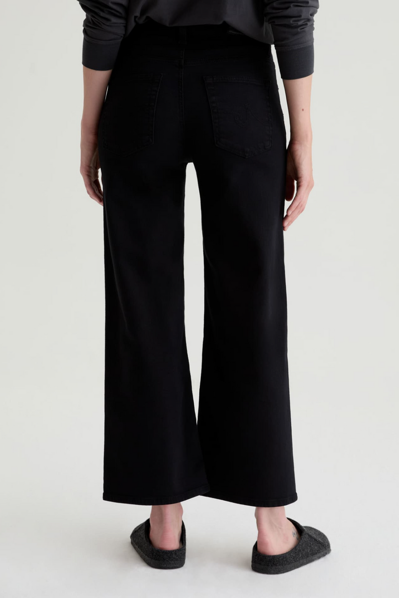 Light Gray Saige Wide Leg Crop | Super Black Jeans