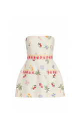 Antique White Strapless Bethany Romper in Boardwalk Romper