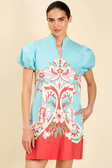 Bisque Elliana Mini Dress in La Botanica Blue Mini Dress