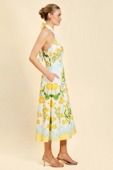 Bisque Copacabana Halter Midi Dress in Lemon Verbena Midi Dress