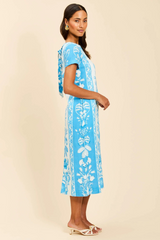 Bisque Adria Midi Dress in Florentine Blue Midi Dress