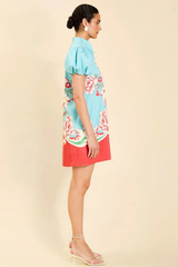 Bisque Elliana Mini Dress in La Botanica Blue Mini Dress