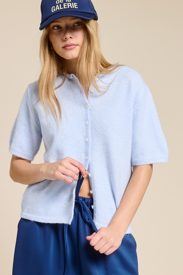 Light Gray Wren Short Sleeve Cardigan Cardigan