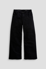 Light Gray Saige Wide Leg Crop | Super Black Jeans