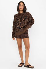 White Smoke Josie Mini Skirt in Wild Tiger Knit Mini Skort