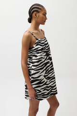 Lavender Misa Silk Blend Mini Dress in Zebra Mini Dress