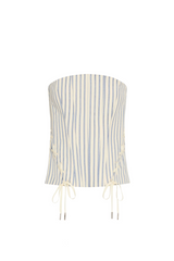 White Smoke Hathaway Top in Oxford Blue Stripe Top