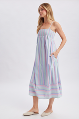 Lavender Sea Glass Multi Stripe Midi Dress in Mint/Sky Midi Dress
