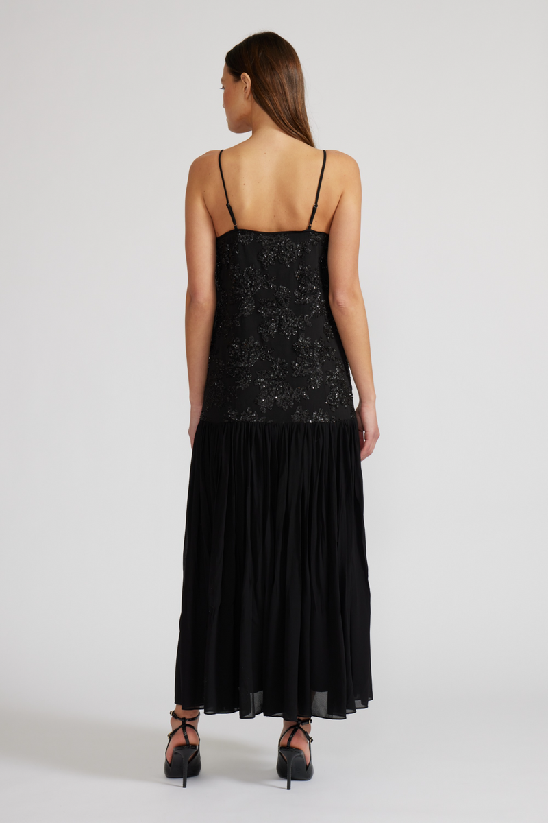Black Marissa Drop Waist Sequin Dress Maxi Dress