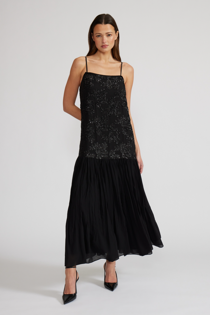 Marissa Drop Waist Sequin Dress Black / S Marissa Drop Waist Sequin Dress Black / S