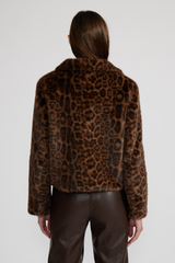 Light Gray Bambi Faux Fur Jacket in Leopard Jacket