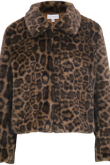 Dark Slate Gray Bambi Faux Fur Jacket in Leopard Jacket
