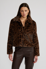 Light Gray Bambi Faux Fur Jacket in Leopard Jacket