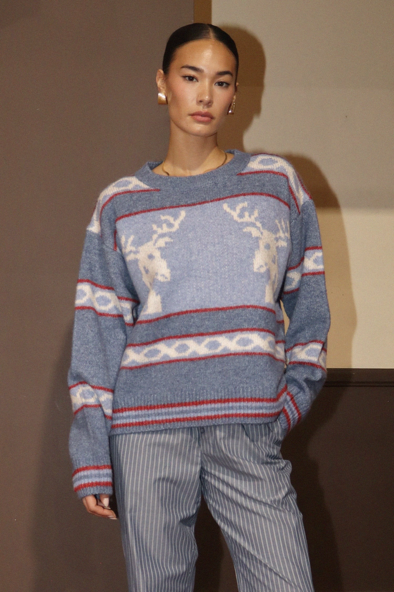Dim Gray Antlers & Wings Pullover Sweater Sweater