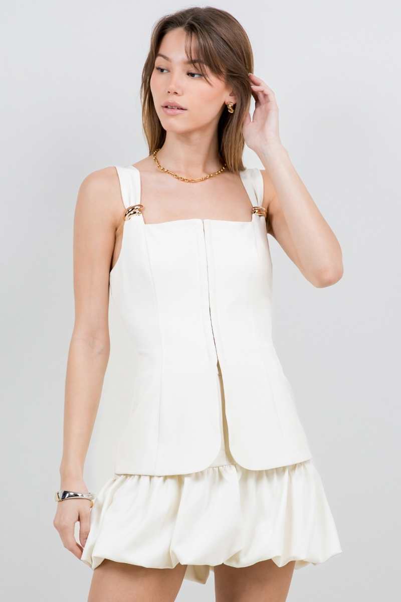 Light Gray Metal & Motives Corset Top Top