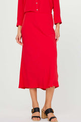 Red Cane Bias Midi Skirt Midi Skirt