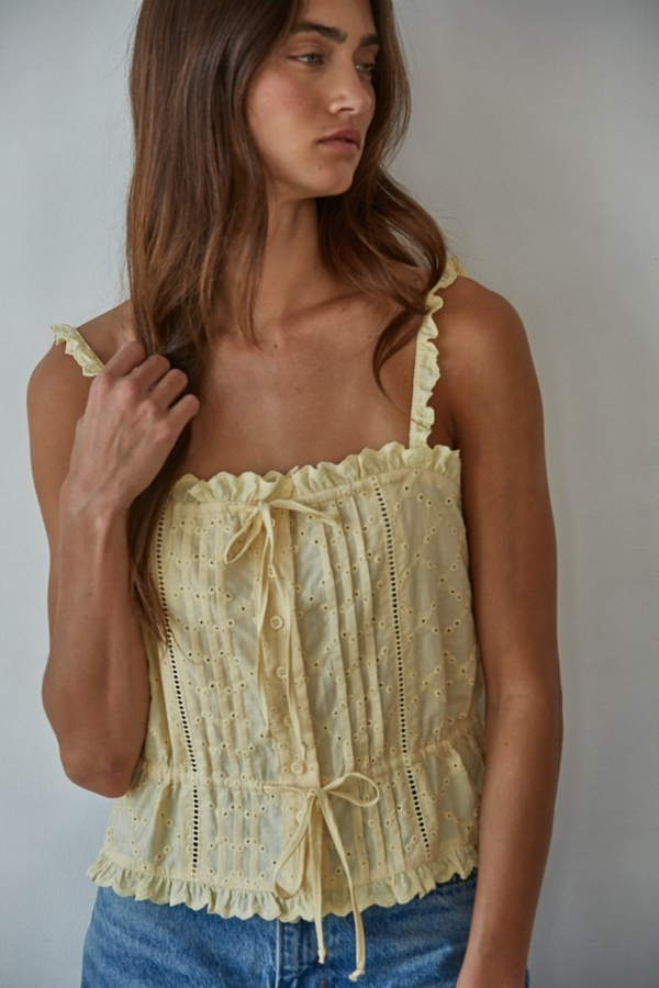 Slate Gray Kay Eyelet Tank Tank Top
