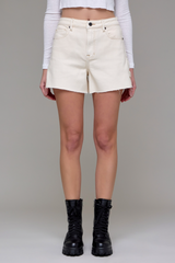 Dark Gray Ava High Rise A Line Short | Ecru Denim Shorts