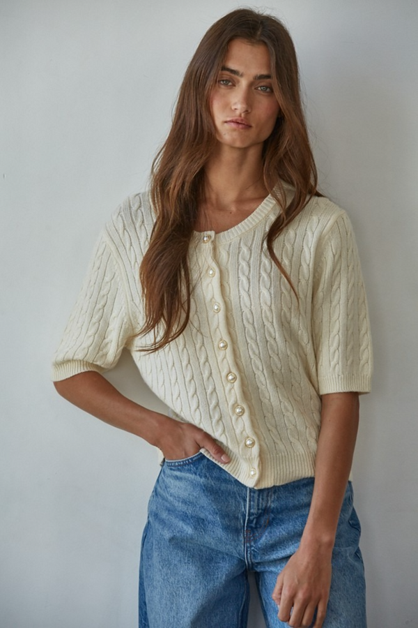 Dark Gray May Cable Knit Cardigan Cardigan