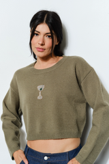 Dim Gray Penny Bead Martini Sweater Sweater