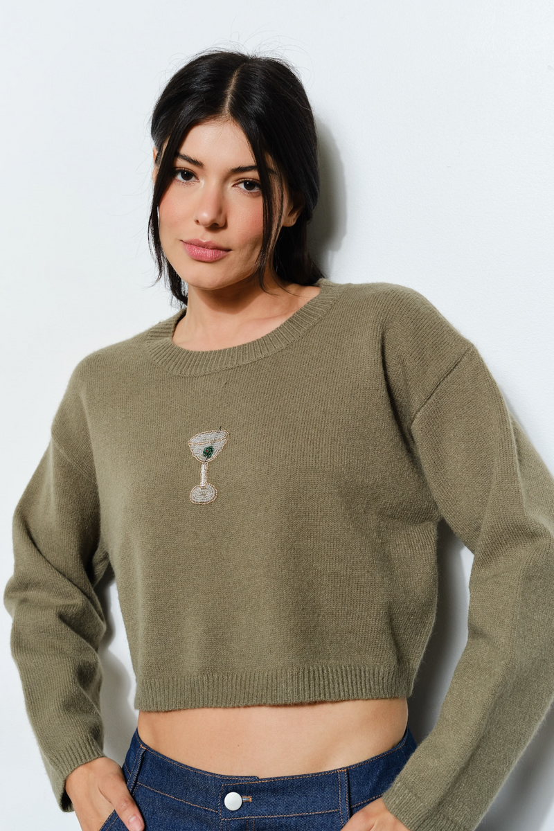 Dim Gray Penny Bead Martini Sweater Sweater
