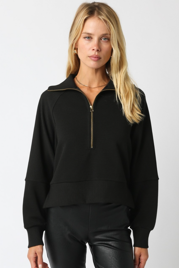 Antique White Emmett Zip Up Sweater Sweater
