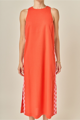 Gray Sleeveless Ric Rac Midi Dress Midi Dress