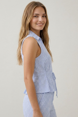 Light Gray Coastal Breeze Striped Tank Tank