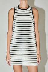 Gray Striped Mini Dress in White Black Combo Mini Dress