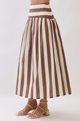 Light Gray Sweet On Stripes Drop Waist Maxi Skirt Maxi Skirt