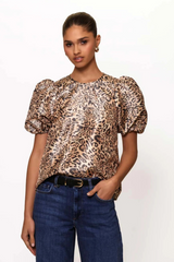 Misty Rose Nadine Top in Natural Realistic Leopard Top