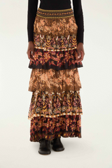 Black Mixed Scarves Ruffled Maxi Skirt Maxi Skirt