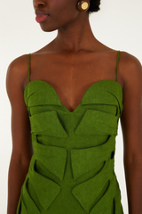 Dark Olive Green Green Monstera Leaf Sleeveless Maxi Dress Maxi Dress