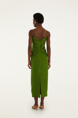 Dark Olive Green Green Monstera Leaf Sleeveless Maxi Dress Maxi Dress