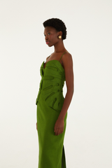 Dark Olive Green Green Monstera Leaf Sleeveless Maxi Dress Maxi Dress