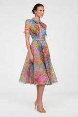 Lavender Marcel Organza Shirt Dress in Whisper Blue Zen in Bloom Formal Dress