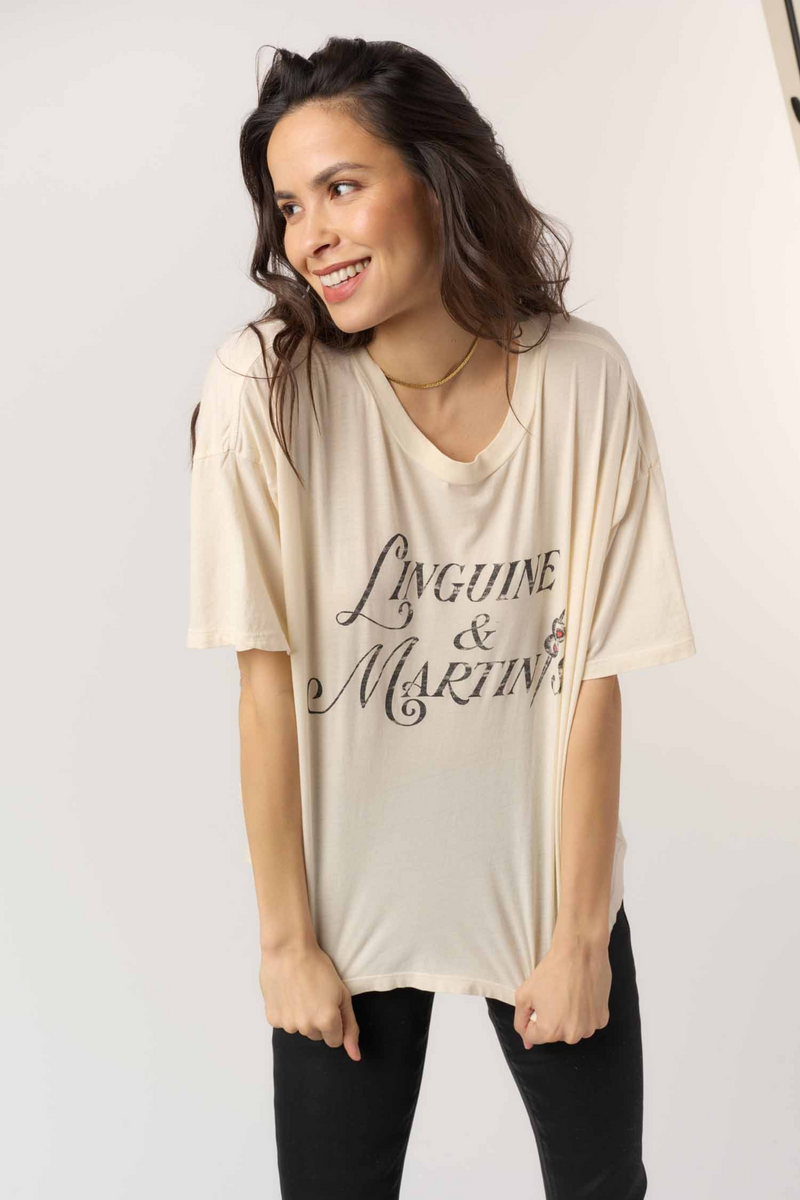 Light Gray Linguine & Martinis Perfect BF Tee Graphic Tee