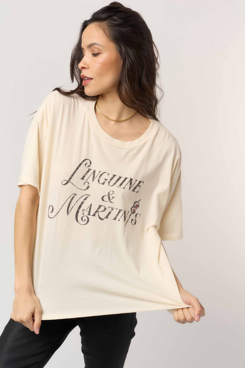 Light Gray Linguine & Martinis Perfect BF Tee Graphic Tee