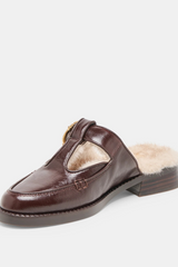 Dim Gray Harlah Plush Flats | Chocolate Leather Shoe