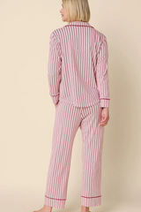 Wheat Holiday Stripe Pima Knit Long-Sleeved Pajama Pajamas