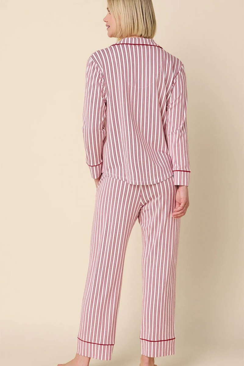 Wheat Holiday Stripe Pima Knit Long-Sleeved Pajama Pajamas