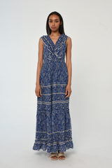 Light Gray Azalea Dress in Arabesque Print Maxi Dress