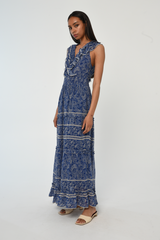 Light Gray Azalea Dress in Arabesque Print Maxi Dress