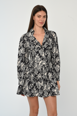 Light Gray Gia Mini Dress in Moonlit Floral Mini Dress