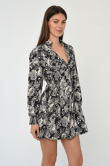 Light Gray Gia Mini Dress in Moonlit Floral Mini Dress