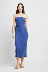 Lavender Robyn Strapless Wrap Dress Midi Dress