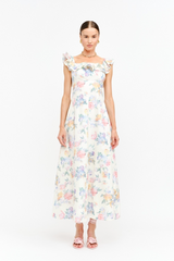 White Smoke Willow Floral Midi Dress Midi Dress