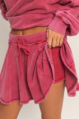 Maroon Toni Acid Wash Skort Skort