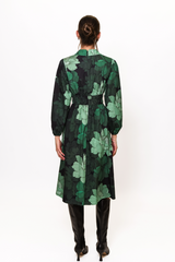 White Smoke Ellora Dress in Forest Tonal Sketched Floral Midi Dress
