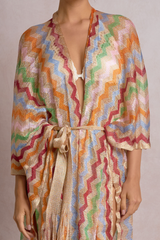 Gray Afterglow Waves Kaftan Coverup